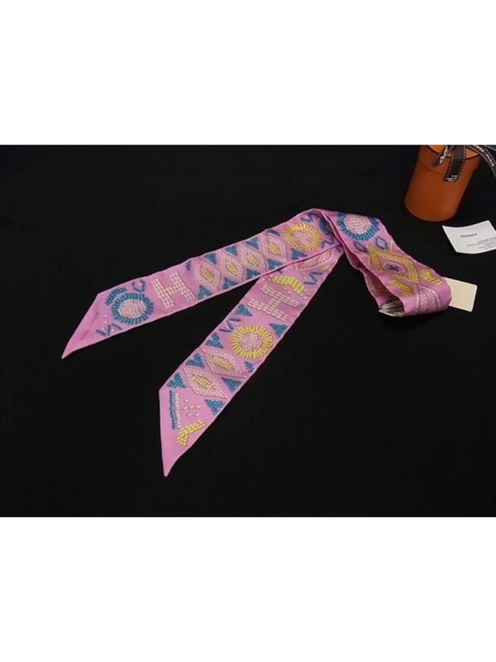 Hermes Kelly en Twilly Silk 100% Ribbon Scarf Pink